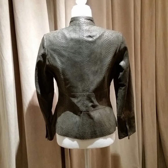 Alfani snakeskin embossed leather jacket - Picture 3 of 7